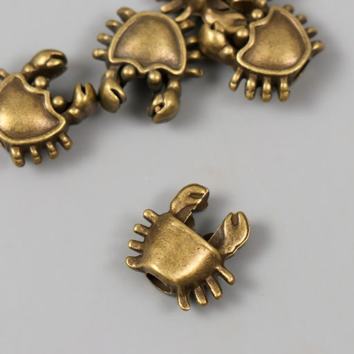 Цена за 8 шт. Бусина для творчества металл Крабик золото 1,7х1,7 см - Арт узор фото 2