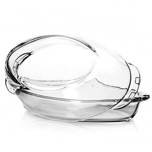 "Боркам (Borcam)" Утятница стеклянная жаропрочная 1,85л 19х35х9см, стеклянная крышка 1,9л - 19х34х5,5см, овальная, цветная коробка, Pasabahce (Турция)