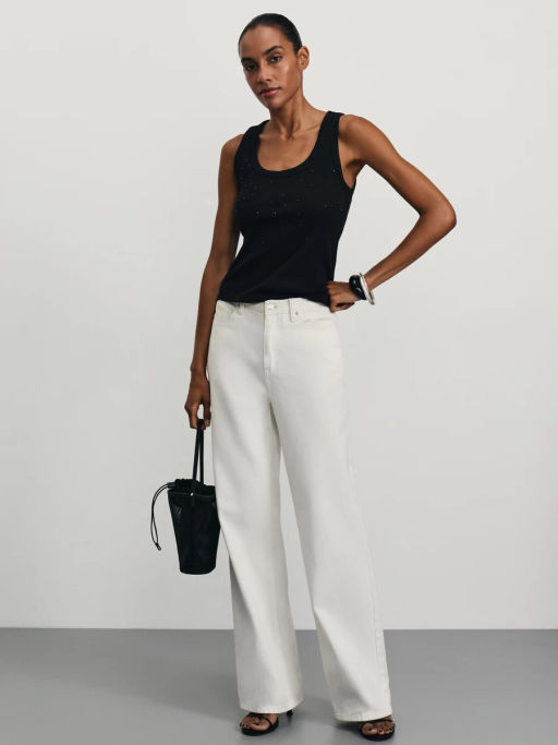 Майка из модала и хлопка со стразами / Zarina  фото 2