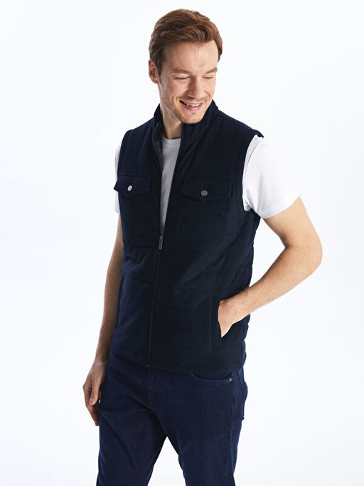 Standart Kal?p Dik Yaka Erkek Triko Yelek