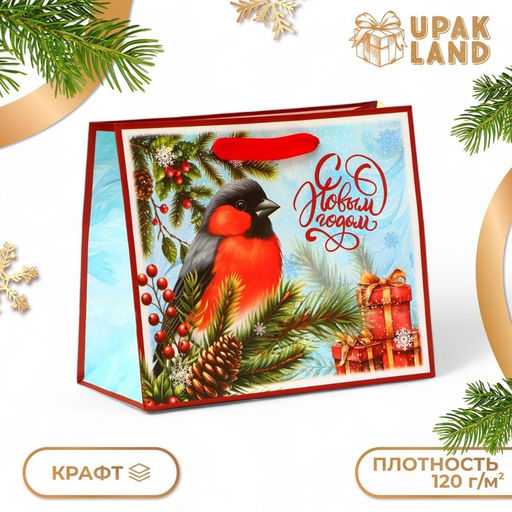 Цена за 3 шт. Пакет подарочный новогодний бумажный, «С Новым Годом», 24×20×11 см