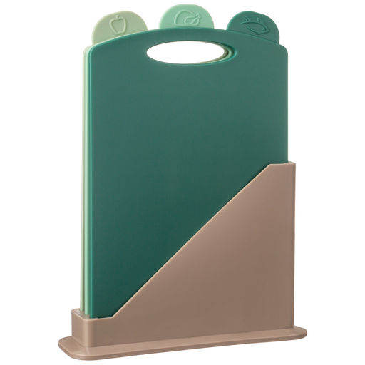 НАБОР РАЗДЕЛОЧНЫХ ДОСОК ИЗ 3 ШТ+ПОДСТАВКА 24*7.8*17CM ЦВЕТ: ЗЕЛЕНЫЙ - Agness фото 4