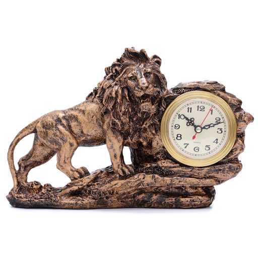 Часы настольные каминные интерьерные «Лев», 18.5×29 см, цифеблат d=7 см