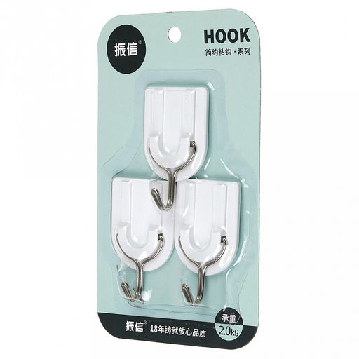 Крючок на липучке "Арка" металлический с пластмассовым основанием, 3 штуки 4х6,5х2,1см, в блистере (Китай)