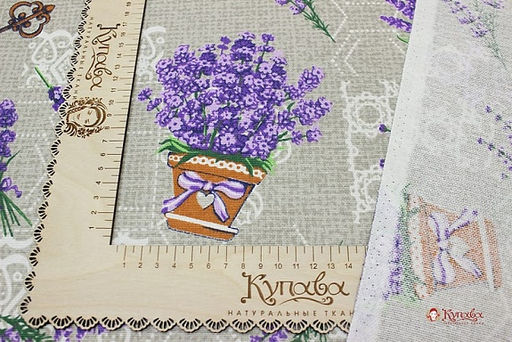 Рогожка Букеты лаванды в горшочках, ш.1.5м, хлопок-100%,160гр/м.кв - Купава фото 3