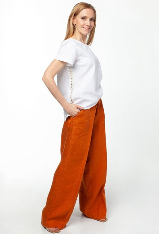 Умягченный лен 100% брюки жаккард