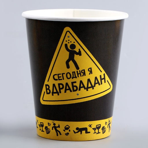 Набор бумажной посуды Сегодня буду вдрабадан: 6 тарелок, 6 стаканов - Страна карнавалия фото 5