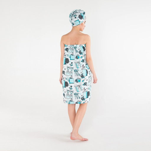 Набор для сауны Этель Mint mood парео 80*144 см + чалма, вафля 200г/м2, 100% хл  фото 3