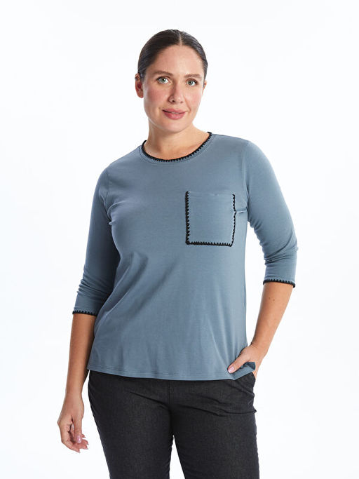 Bisiklet Yaka Nak??l? Kad?n Ti??rt