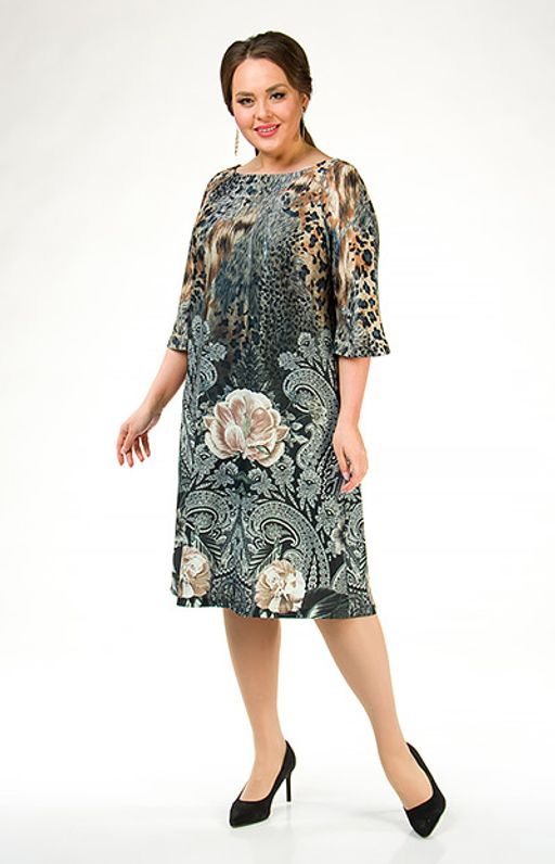 Платье с эффектным узором  леопард и цветы - Ckc collections фото 3