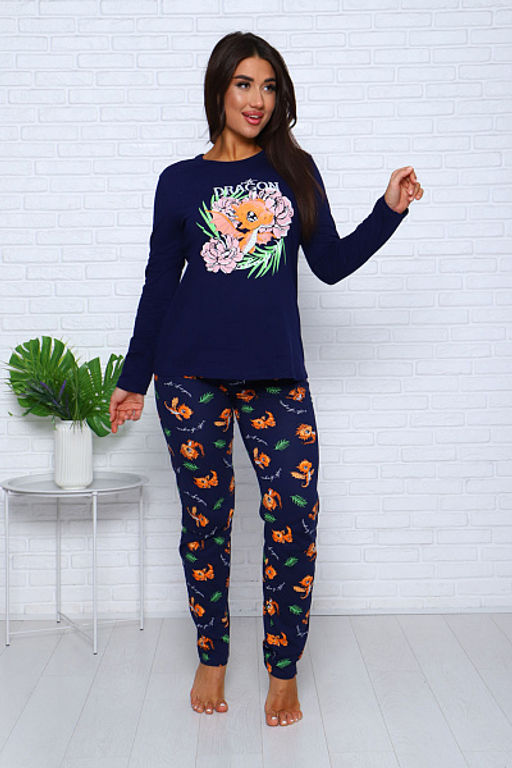 Костюм с брюками, принт, синий (954-1) - Плиона фото 3