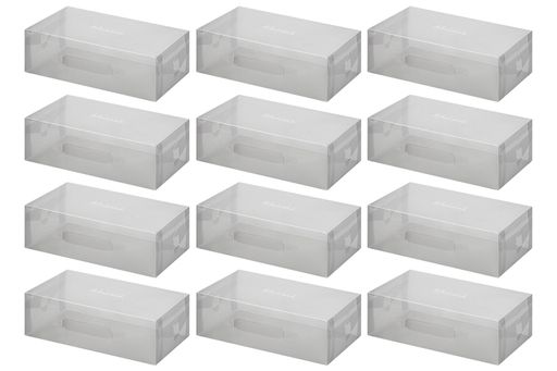 Набор 12 коробок для хранения женской обуви 30*18*10 см Прозрачные складные, с ручкой, дымчатые - Elan gallery фото 4