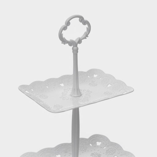 Этажерка для фруктов и десертов Доляна «Вивьен», 3 ярусная, пластик, 15.5×11 см, 19.2×13.8 см, 22.7×16.4 см, белая