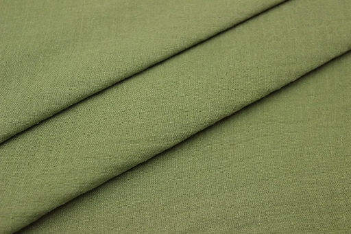 Муслин двухслойный с эффектом жатости цв.Светло-зеленый хаки, ш.1.4м, хлопок-100%, 110гр/м.кв - Купава фото 4