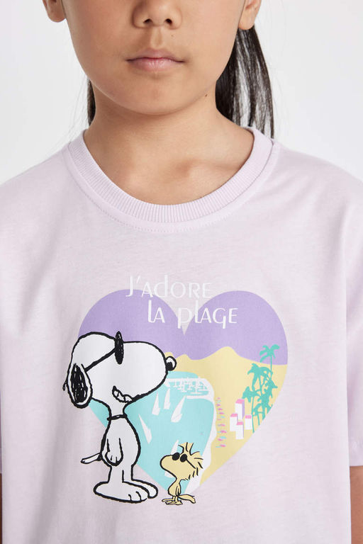 Футболка Snoopy Relax Fit с короткими рукавами для девочек - Defacto фото 5