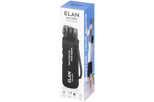 Бутылка для воды 1000 мл 7,8*7,8*28,5 см Style Matte с углублениями д/пальцев черная, мотивацион. - Elan gallery фото 14