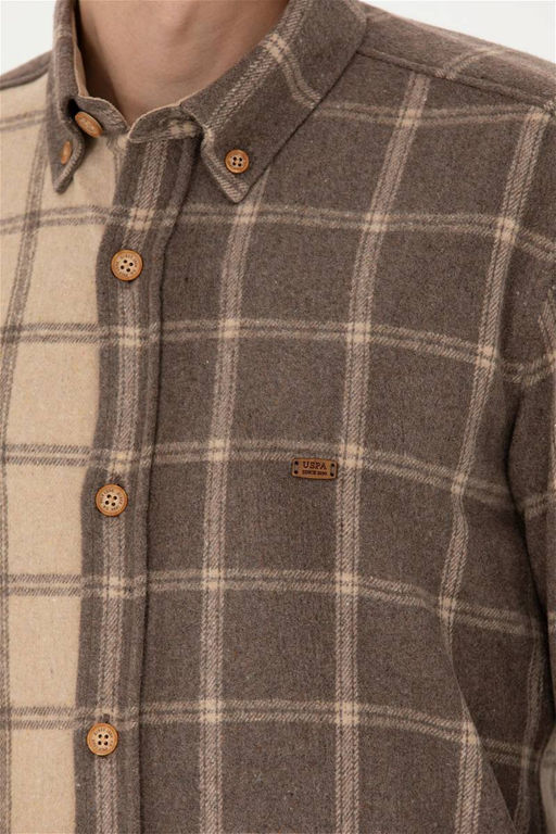 Мужская рубашка светло-хаки с длинным рукавом - U.s. polo assn фото 12