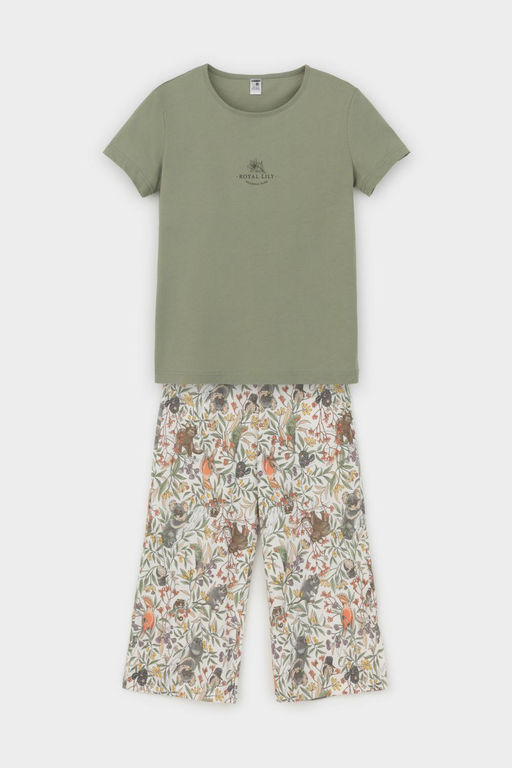 Crockid _ КБ 2827/оливковый хаки,эвкалипт пижама для дев