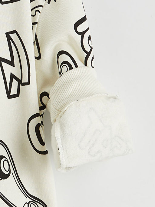 Bask?l? Erkek ?ocuk Kal?n Sweatshirt