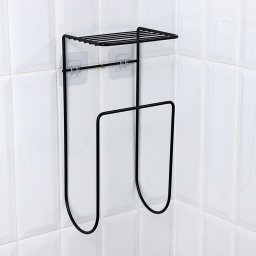 Держатель для полотенец с полкой, 15.5×12.5×33.5 см, чёрный