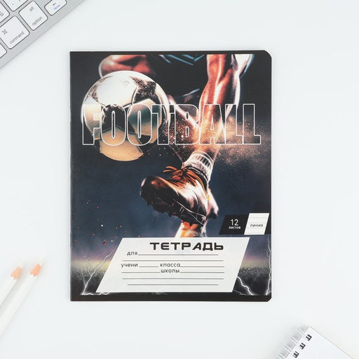 Тетрадь 12 листов в линию Мяч, обложка мелованный картон, блок №2, 5 видов МИКС - Artfox study фото 6