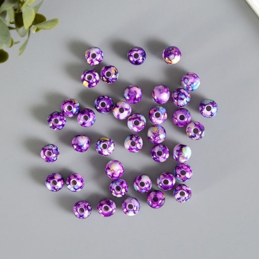 Бусины для творчества пластик «Шарики шамот фиолет», набор 20 г, d=1 см