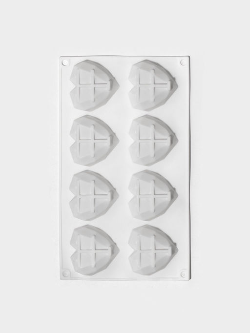 Форма для муссовых десертов и выпечки KONFINETTA Сердце, силикон, 29?17?2 см, 8 ячеек, белая