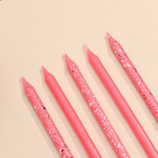 Свечи для торта Блестящая вечеринка, 6 шт., розовые, высокие - Страна карнавалия фото 3