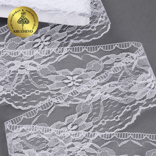 Кружево-трикотаж KRUZHEVO арт.TBY 1668 шир.70мм цв.01 белый, уп.27,4м