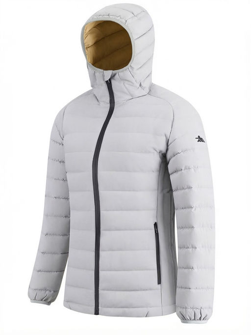 Куртка женская стёганая с капюшоном с графеновой подкладкой светло-бежевого цвета 9624_1SB