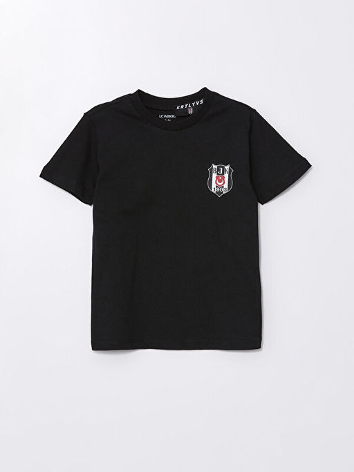 Bisiklet Yaka K?sa Kollu Be?ikta? Bask?l? Erkek Bebek Ti??rt