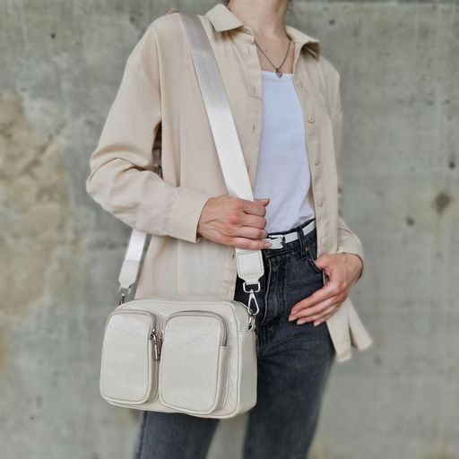 Женская кожаная сумка через плечо с объемными карманами 0117-14 - Cidirro фото 2