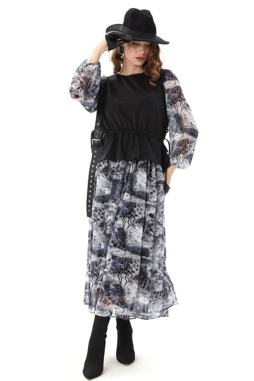 Платье NIKVA н740-19 чёрный и серая абстракция фото 3