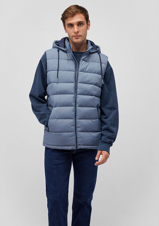 Kapusonlu Mavi Sisme Yelek  фото 2