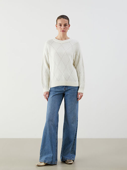 Baklava Desenli Kad?n Triko Kazak