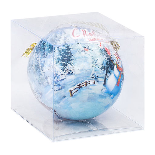 Новогоднее украшение. Ёлочный шар с лентой, в подарочной коробке, Встреча с Дедушкой Морозом, 7,5 см (собственная разработка) НУ-6361 - Миленд фото 2