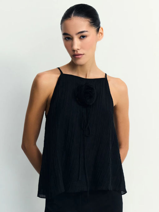 Блуза из тенселя с цветком / Zarina