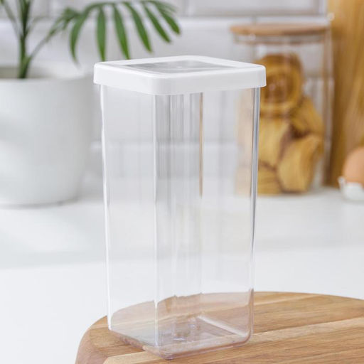 Банка для хранения сыпучих продуктов IDEA «Степ», 1.4 л, 10×21 см, пластик, крышка белая