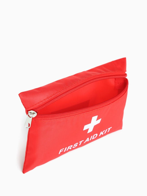 Цена за 3 шт. Косметичка-аптечка на молнии, маленькая, плоская, с рисунком, красная