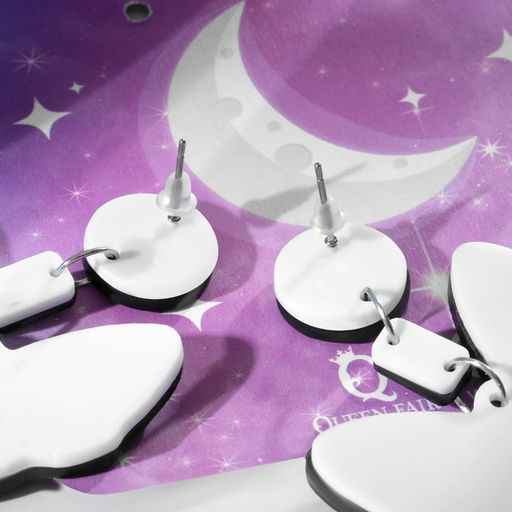 Серьги акрил Кот-сфинкс, цвет чёрно-белый в серебре - Queen fair фото 3