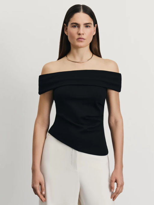 Приталенный топ со спущенными плечами / Zarina  фото 7