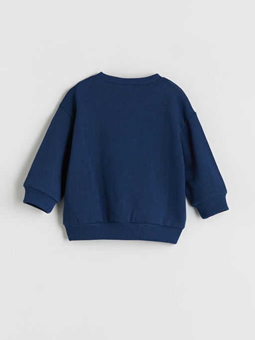 Bisiklet Yaka Bask?l? Erkek ?ocuk Sweatshirt