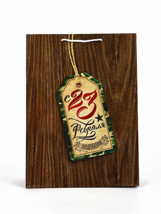 Цена за 2 шт. Пакет подарочный ламинированный С 23 февраля, L 28?38?9 см