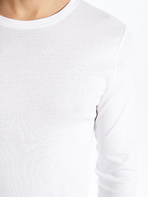 Bisiklet Yaka Uzun Kollu Penye Erkek Ti??rt