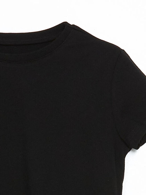 Bisiklet Yaka D?z Penye K?z ?ocuk Ti??rt