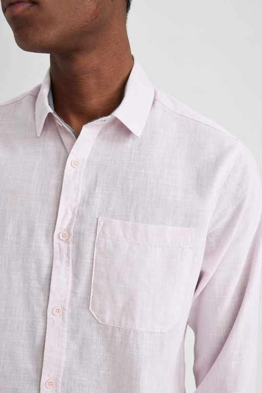 Рубашка приталенного кроя с длинным рукавом из льна - Defacto фото 6