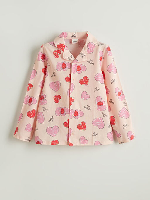 G?mlek Yaka K?z ?ocuk Pijama Tak?m?