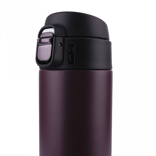 Термос из нержавеющей стали с узкой горловиной 0,5л "Брис" h25см, горло д5см, клапан, герметичная силиконовая пробка, кнопка блокировки, покрытие - фиолетовое, матовое, "TalleR" (Китай)