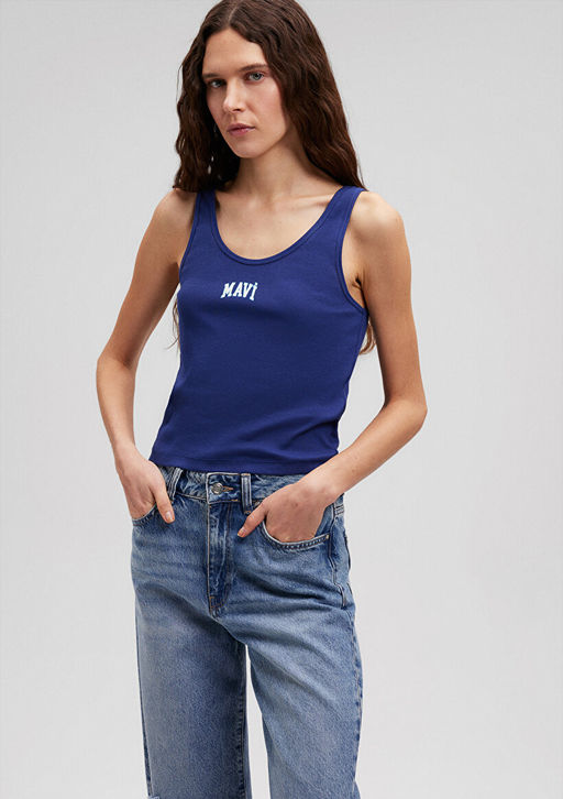 Mavi Logo Bask?l? Lacivert Atlet