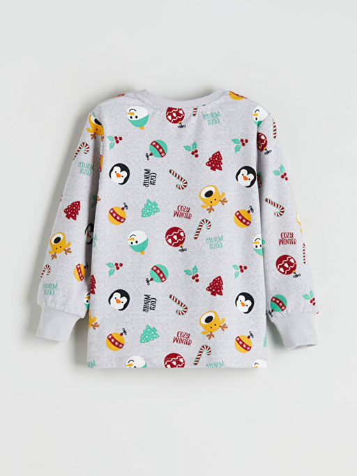 Bask?l? Erkek ?ocuk Pijama ?st